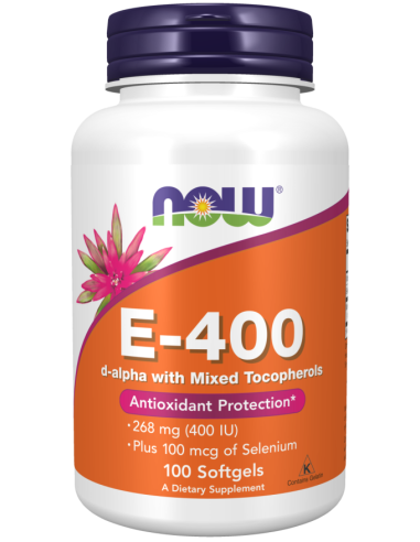 Prírodný vitamín E 400 IU, 100 kapsúl (NOW FOODS)